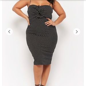 Plus-Size Polka Dot Midi Dress
